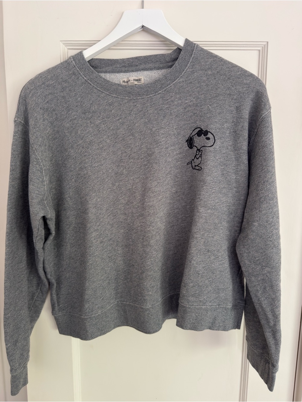 Madewell x PEANUTS Collab Gray Jersey Crewneck Sweatshirt with Snoopy print